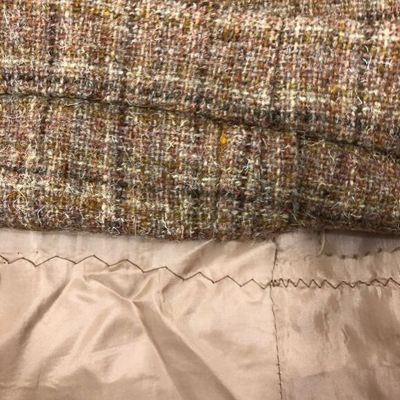 Vintage Wool Tan Plaid Midi Skirt Lined - Picture 8 of 12
